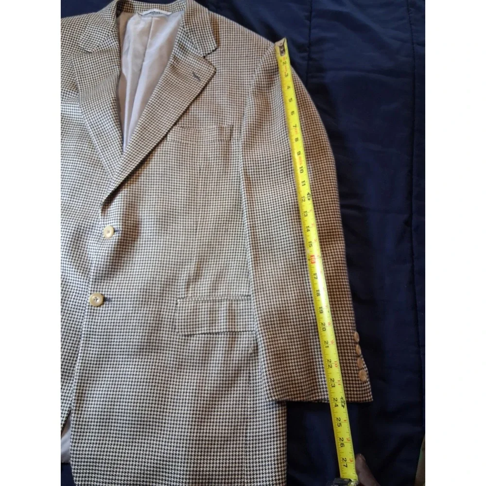 Hickey-Freeman Men's Blazer Size 43R Houndstooth‎ Tweed Canterbury Wool Silk